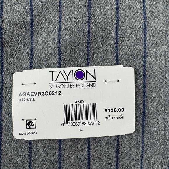 Tayion Mens Classic Fit Pinstripe Suit Vest Gray Blue L - Picture 3 of 4